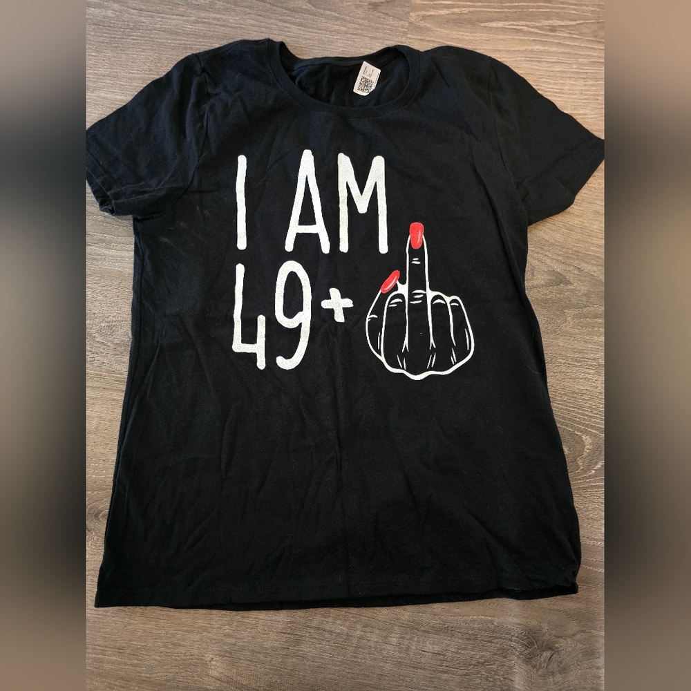 Womens I Am 40 Plus 1 Middle Finger Funny  Women's Birthday Tee V-Neck